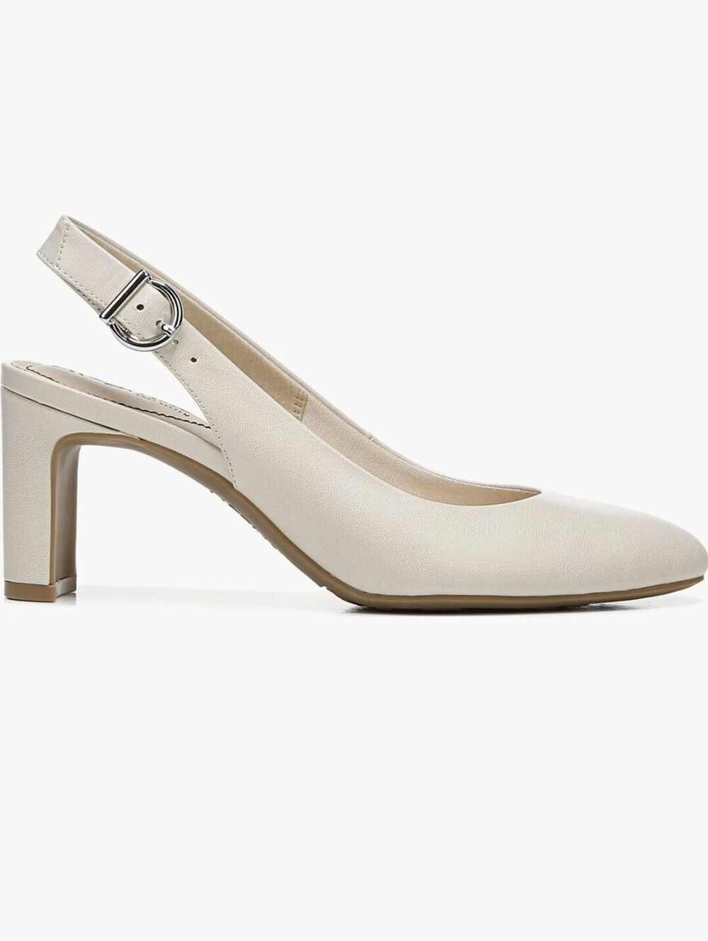 LifeStride Pointed Toe Slingback Pumps Bone White Faux Leather Women's Size 10w